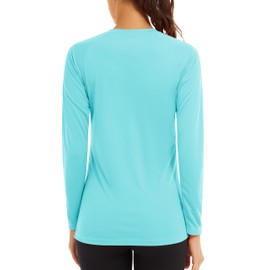 TACVASEN Women's UV Shirts Climbing Shirt Summer Beach Sun Protection Shirts Pullover Lake Blue, L