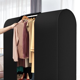 Zilink 43" Garment Rack Cover Dustproof Breathable Clothes Rack Cover Large Garment Bags Protector Cothing Rack with Cover with 2 Durable Zippers for Garment Rack, Black, (Rack Not Included)