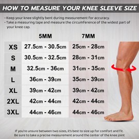 AQF Knee Sleeves for Weightlifting – 5mm & 7mm Knee Support for Squats, Powerlifting, Running, Fitness & Gym Training – Sold as Pair