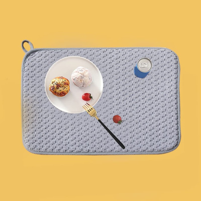 Dish Drying Mat, Microfibre Absorbent Kitchen Sink Drying Drainer, Quick-Drying