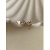 14k flat heart mini earrings, 2 types, layered gold earrings,