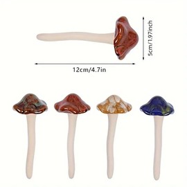 NOIAFZY 8Pcs Ceramic Mushroom Statue Set Outdoor Garden Decorations Non-Fading Sculptures for Season-Proof Landscaping