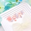 30Pcs Bow Press on Nails Short Almond Fake Nails Blue