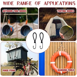 Pack of 20 Expanders with Hooks, 15 cm Robust Elastic Straps with Hooks, Fixed Strapping Camping Accessories, Tarpaulin Tensioners for Outdoor Use, Gardening, Transport
