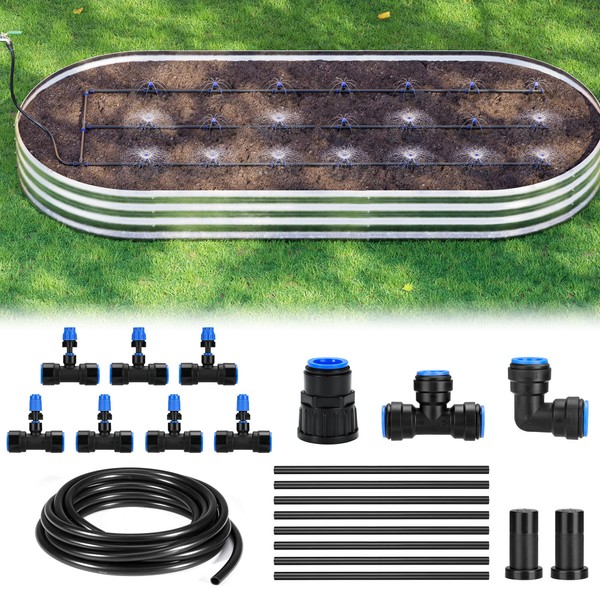 HIRALIY Raised Bed Drip Irrigation Kit Small, DIY Garden Grid