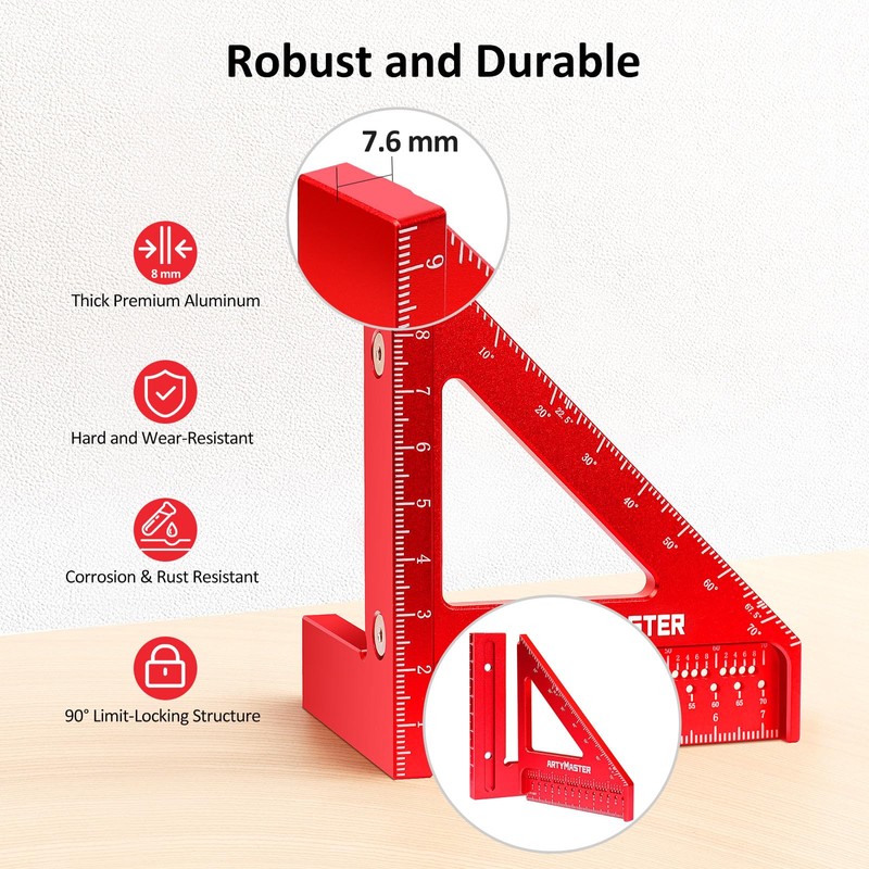 Mini 3D Multi-Angle Measuring Square Ruler, WT102C High Precision Hole