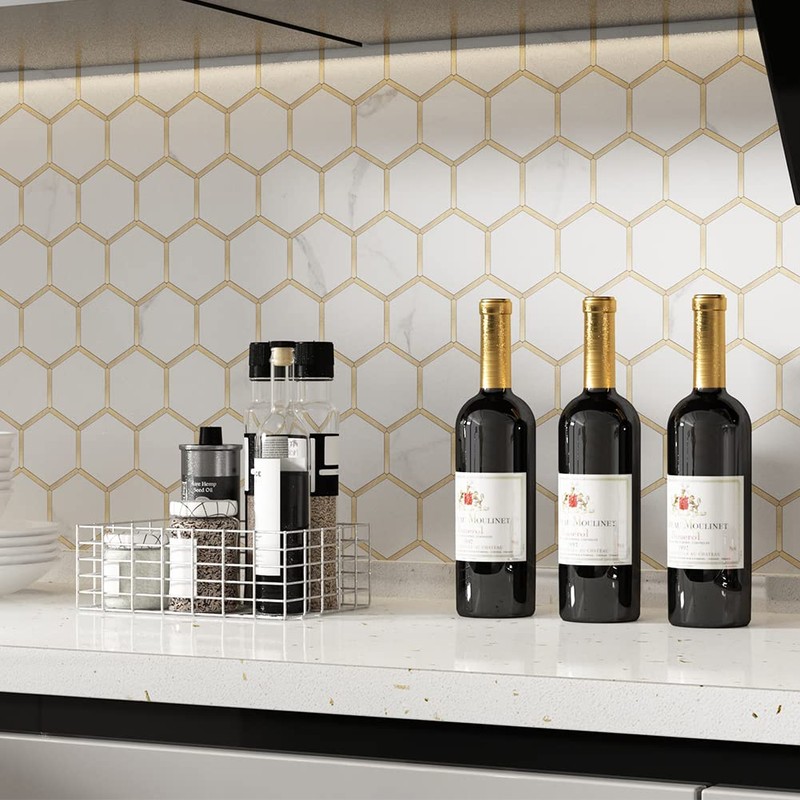 Soulscrafts Hexagon Peel and Stick Backsplash Tile for Kitchen Bathroom