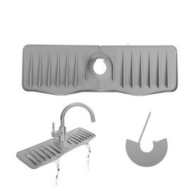 Silicone Faucet Splash Guard, Slope Kitchen Sink Splash Guard, Faucet Water Drip Catcher Mat for Kitchen, Bathroom, Sink Protector