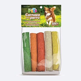 Fancy Pets Palitos Huecos de Carnaza de Colores para Perros 125 x 22 mm 5 Piezas