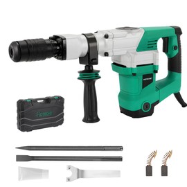 Hoteche Electric Demolition Jack Hammer 1500W Heavy-Duty SDS-MAX Concrete Breaker with Flat & Point Chisel