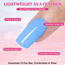 Ceboic Pack of 24 Glue-On Nails, Short Square Pink White Colour Gradient French Artificial Nails, Press On Nails, Acrylic Artificial Nails with Rhinestones, Square Fingernails, Fake Nails for Women