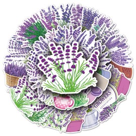 Lavender Stickers for Laptop (Pack of 50), Gift for Children, Teenagers, Adults, Boys, Waterproof Vinyl Stickers for Scrapbooking, Skateboard, Car, Luggage