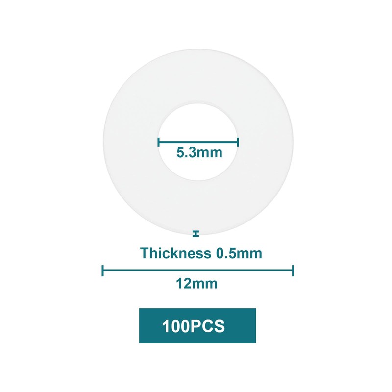 ECSiNG Pack of 100 Nylon Flat Washers M5 Flat Washers