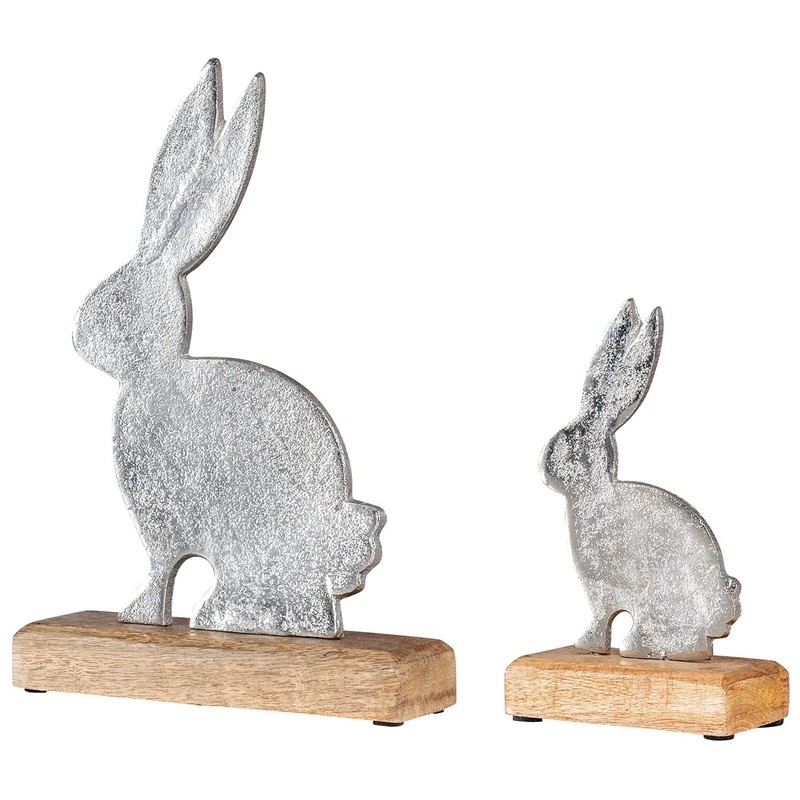 Metal Rabbit Height 26 cm Mango Wood Metal Stand Table