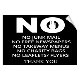 Fastasticdeals No Junk Mail Free Newspapers Menus Bags Leaflets Thank You Label Decal Sticker 7 Inches X 5 Inches