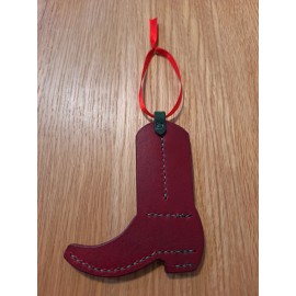 Mountainside leather Red Leather Cowboy Boot Christmas Ornament