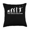 Evolution Graphic Badminton Player Shuttlecock Sports Smash Throw Pillow