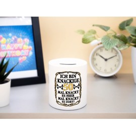 Ich bin knackige 50 Years Money Gift Funny Money Box Piggy Bank Money Bank Fun Money Gift Packaging for Birthday Decoration Birthday Gift for Man Woman Gift Box Birthday Decoration