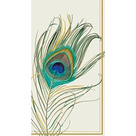 Boston International 32 Count 3-Ply Paper Guest Towel Buffet Napkins, Peacock Feather
