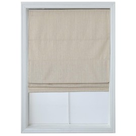 Everyday Celebration Roman Shades - Room Darkening, Cordless Pull Down Window Shades - Woven Fabric Blinds - (Vanilla) 29" W x 64" H