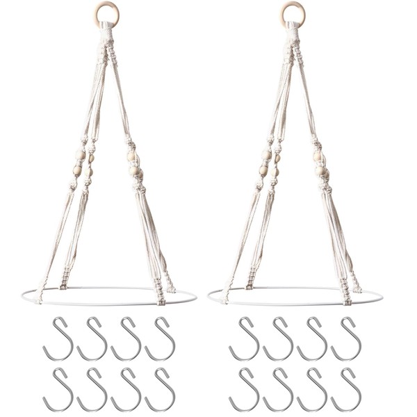 YHomU 2 PCS Macrame Herb Drying Racks, Hanging Herb Rack