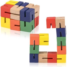 Wooden Puzzle Fidget Multi Colored Flexi Puzzle Stretching Bending Brain Teaser Finger Fidget (2 Fidgets)