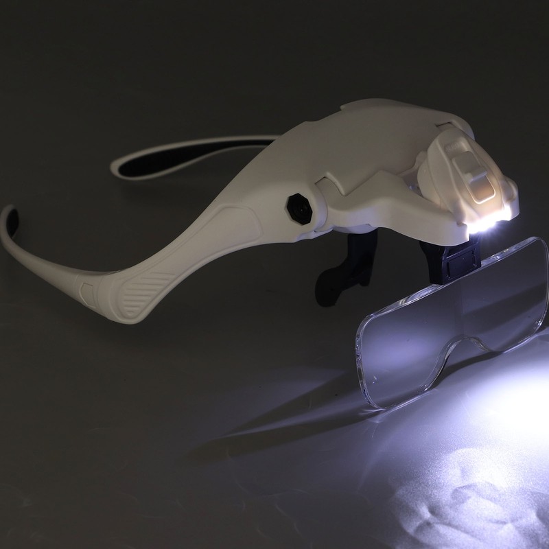 Headband Magnifier 4 LED Bright Lights 5 Detachable Optical Lenses