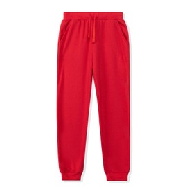Kid Nation Kids Unisex Soft Brushed Fleece Casual Pull On Jogger Sweatpants with Pockets for Boys or Girls L Tomato Red