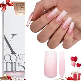 XCOATTIPS Ombre Nails - Extra Short Square Press on Nails, 150Pcs 15 Sizes Nude Square Nails Peach, Soft Gel Nails False Nail, Soak Off Acrylic Fake Nails Extensions - Pattern Name: B170-L Square