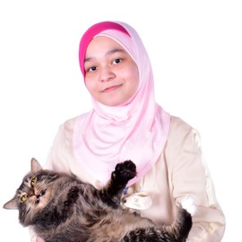 MuLanLegend Handmade | Princess Nur Hijab Two Tones | Girls Kids 1 piece Cotton Practical Hijab Headscarf Instant Scarf (Soft Pink)