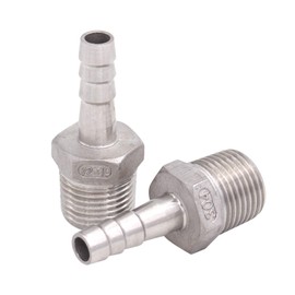 DERNORD Stainless Steel 3/8" Hose Barb x 1/2" NPT Male - Home Brew Pipe Fitting Pack of 2