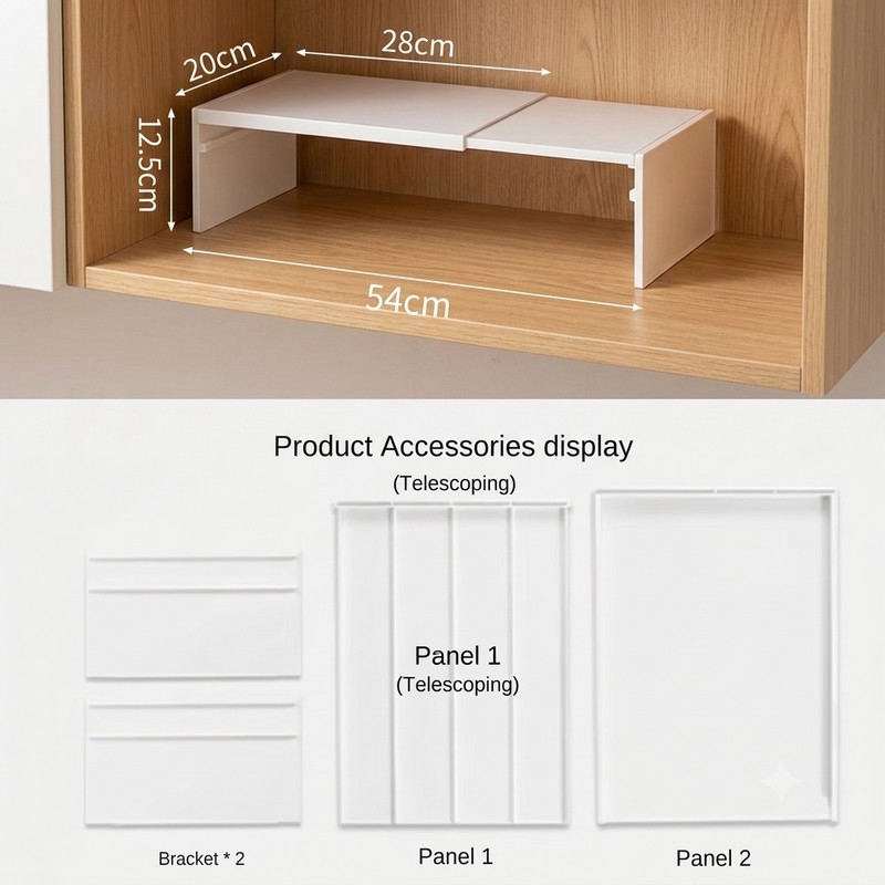 Adjustable Cabinet Shelf Organizer for Kitchen Storage – Expandable Space-Saving