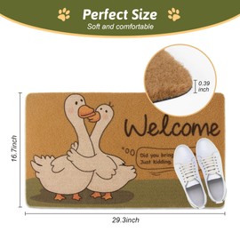 FEXIA Welcome Mat for Home Entrance Outdoor Indoor Front Door Mat with Goose Pattern Imitation Natural Coir 29x17”