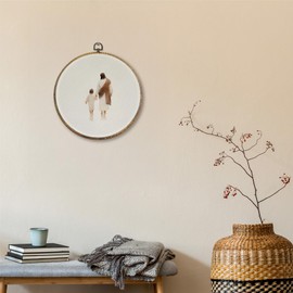 Sufamb Christian Jesus Round Wall Art Decor, Religious Bible Verse Canvas Artwork Framed, Jesus and Kid Wall Hanging Prints Decorations for Home Church Kids Room Bedroom Decor, 10x10 Inches