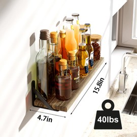 Fixwal Floating Shelves Width 4.7in Rustic Wood Wall Shelves Set of 8, Wall Shelves for Bedroom, Living Room, Kitchen, Bathroom, Office Decor and Plants Display (Carbonized Black)