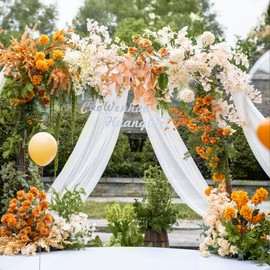 Xiomot Wedding Arch Draping Fabric 3 Panels 28.7" x 20FT White Sheer Chiffon Backdrop Drapes for Wedding Ceremony Birthday Party Bridal Shower Outdoor Decoration
