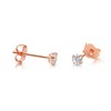 14k Solid Rose Gold Basket Set Round CZ Stud Earrings,