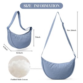 KALIDI Crossbody Bag Damen Groß Half Moon Bag Damen Schultertaschen Umhängetasche mit verstellbarem Gurt Nylon Hobo Bag