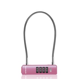 UP Security Cable Combo Lock, 4 Digit Combination Padlocks for Outdoor, Fence Gate, Travel Suitcase, Thin Cable U Lock with Code, for Cabinet, Scooter, Locker (11.8"(30cm) Cable, Pink)