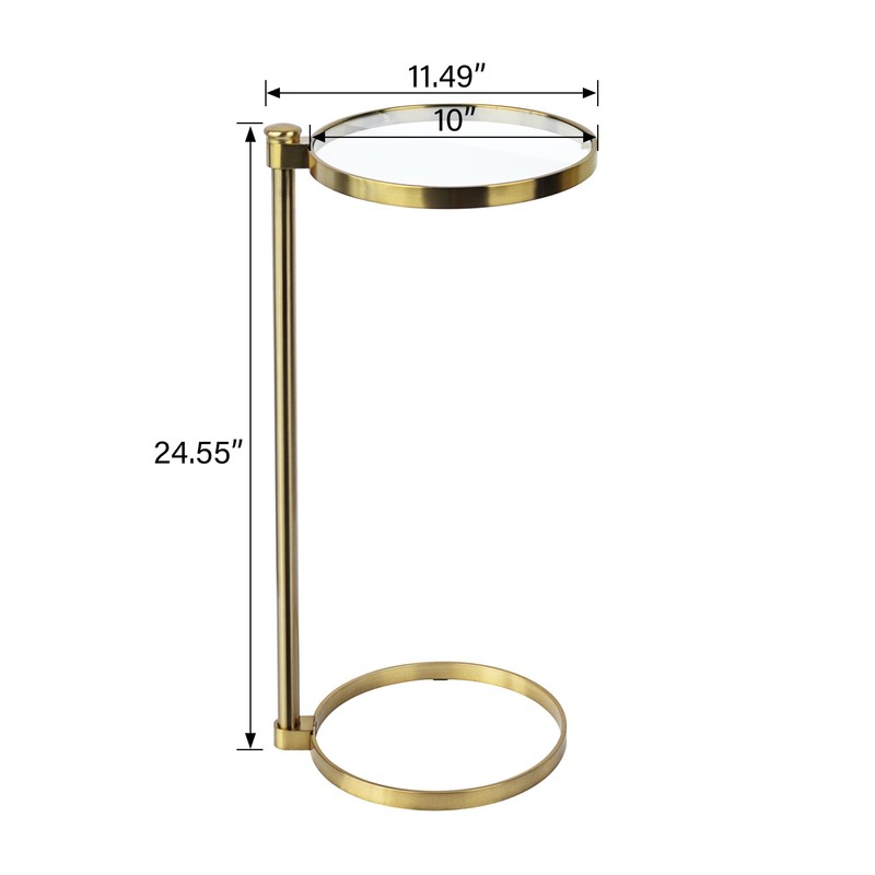 TEHOME Gold Glass Drink Table Metal Martini Round Small Drink