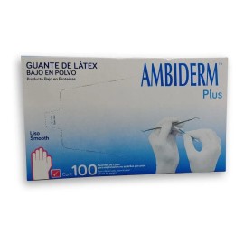 Guantes descartables Ambiderm Plus color rosa talle S de látex con polvo x 100 unidades