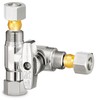 3/8" Brass Compression Angle Stop Valve, Water Line Splitter Connector
