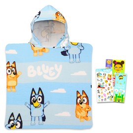 Bluey Kids Towel Set for Boys and Girls - Bundle with Bluey Hooded Bath Towel Plus Stickers and More | Bluey Bathroom Set
