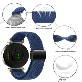 Issinlky Nylon Braided Strap for Garmin Lily 2, 14 mm Elastic Bracelet for Garmin Lily 2 Women