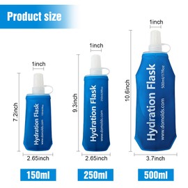 TXSN 250 ml Soft Flask, Hydration Flask Foldable Water Bottle for Hydration Pack Vest and More, Blue