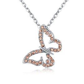 KRUCKEL Butterfly Pendant Necklace Made with Austrian Crystals - Women Fashion Jewelry - Gift for Girlfriend, Wife, Daughter with Gift Box - White Gold Plated