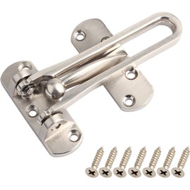 SAISN Door Latch Guard Lock, Front Door Swing Bar Lock Restrictors Thicken Solid Home Security Door Swing Lock for Home Apartment Hotel Dormitory (Silver)