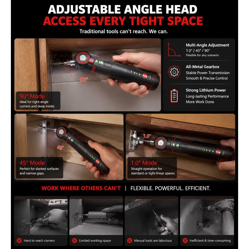 Adjustable Angle Electric Screwdriver Set for DIY Repair – Rechargeable