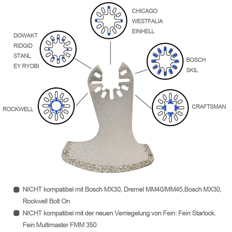 CENBEN 3 Pcs Oscillating Multitool Grout Removal Blades, Diamond Multi