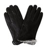Bon Bonito Men's Rabbit Fur Lined Genuine Soft Black Leather